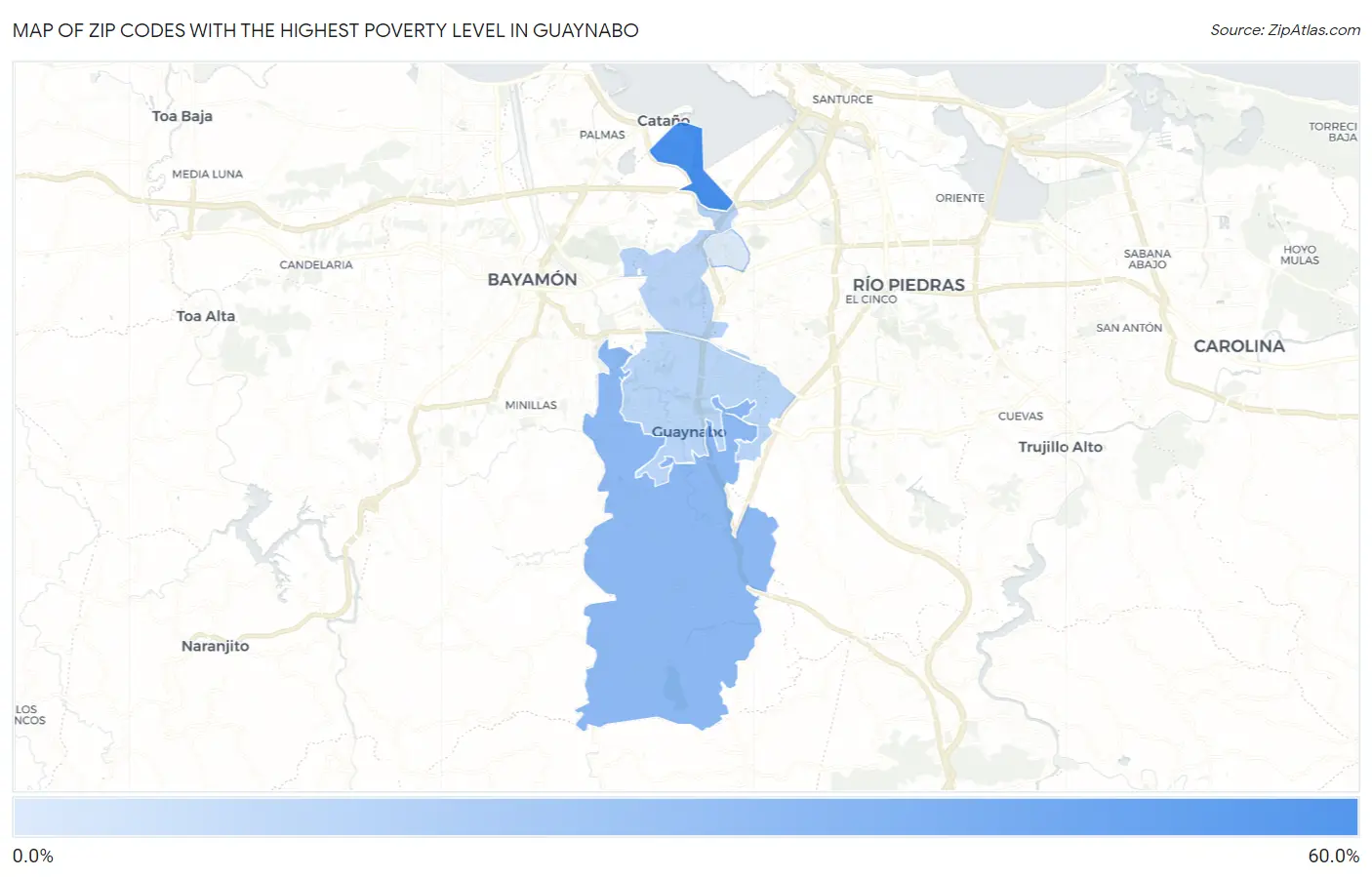 Zip Codes with the Highest Poverty Level in Guaynabo Map