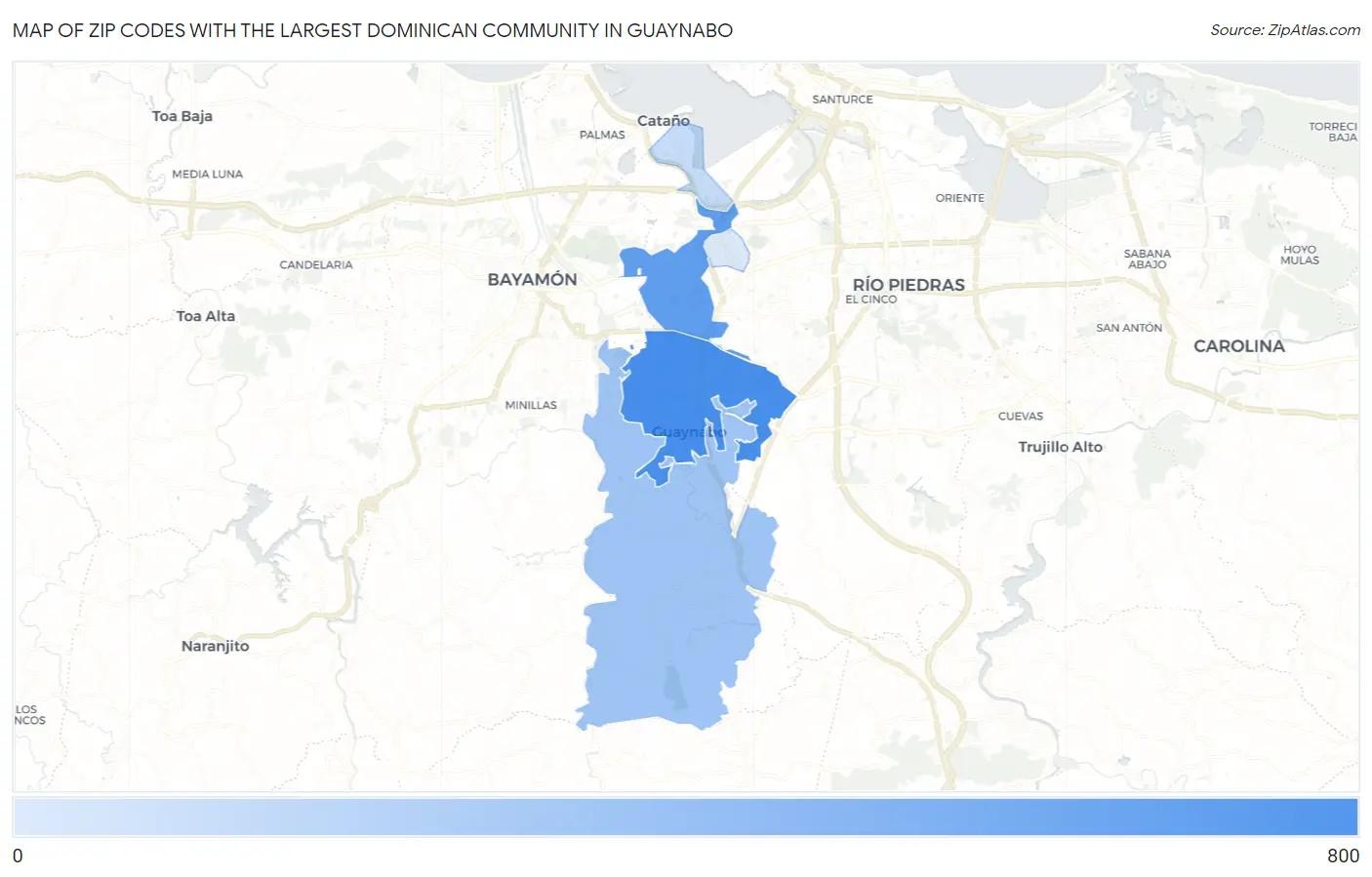 Zip Codes with the Largest Dominican Community in Guaynabo Map
