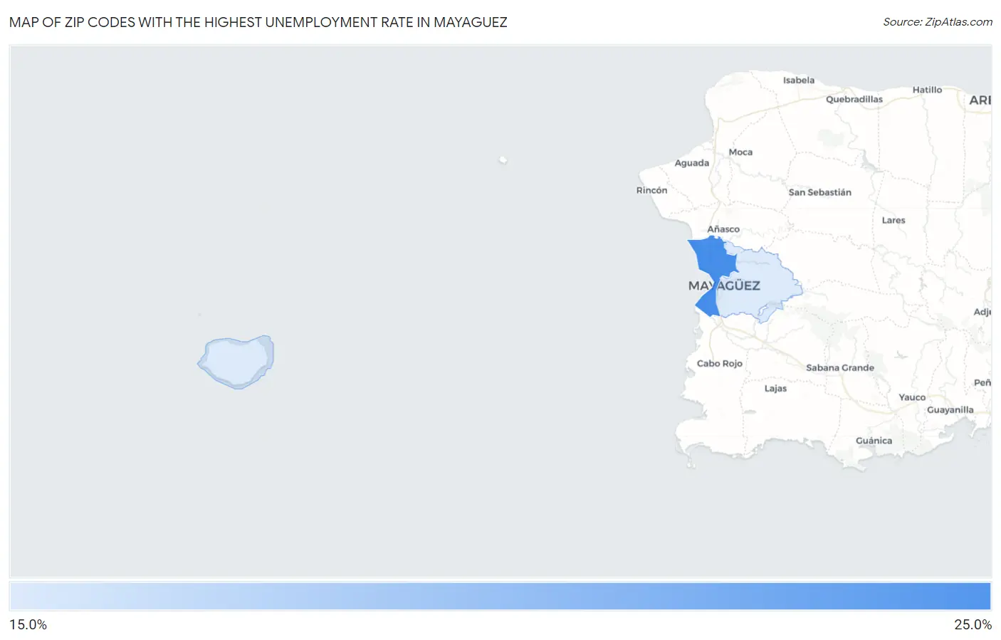 Zip Codes with the Highest Unemployment Rate in Mayaguez Map