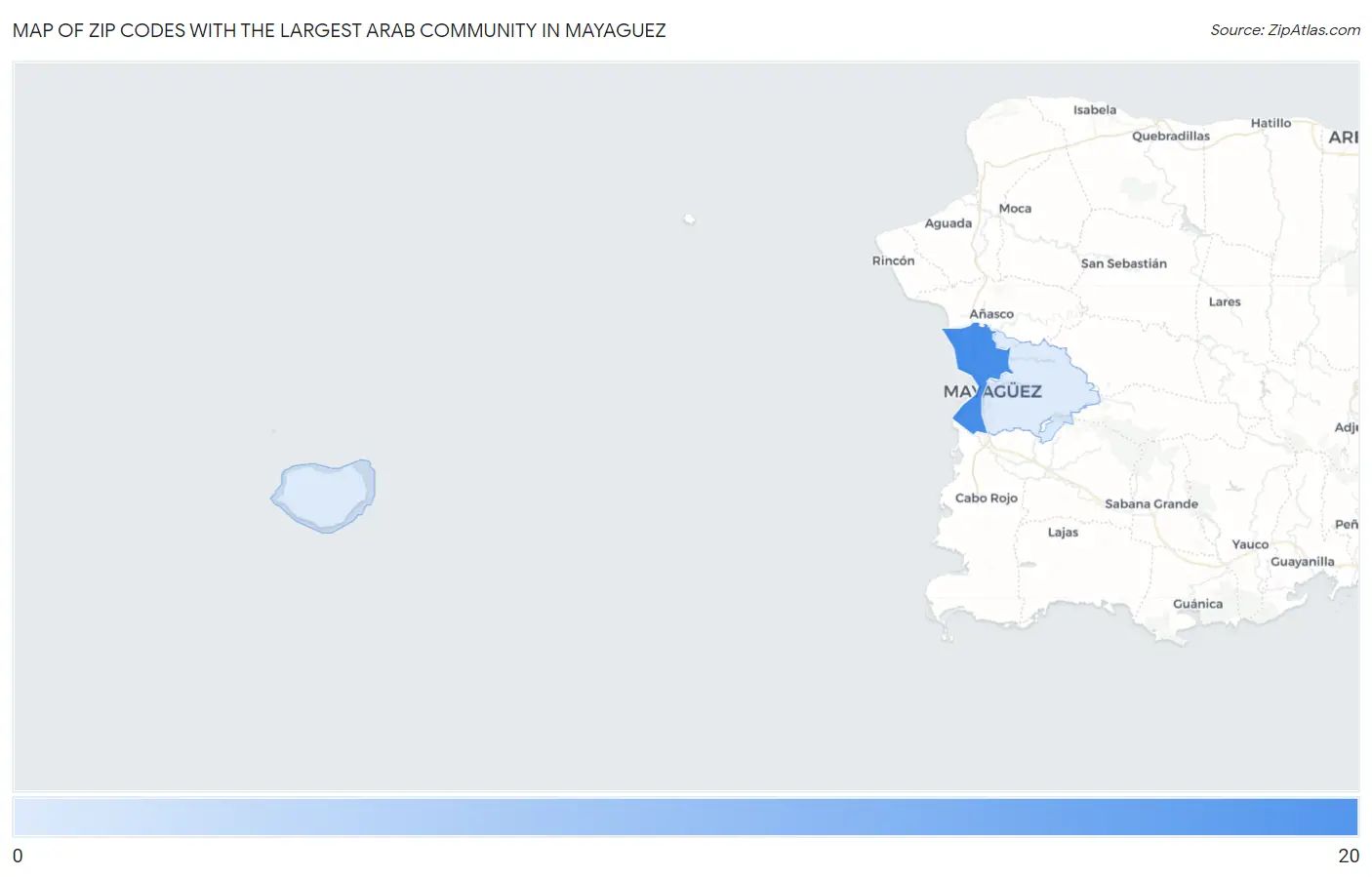 Zip Codes with the Largest Arab Community in Mayaguez Map