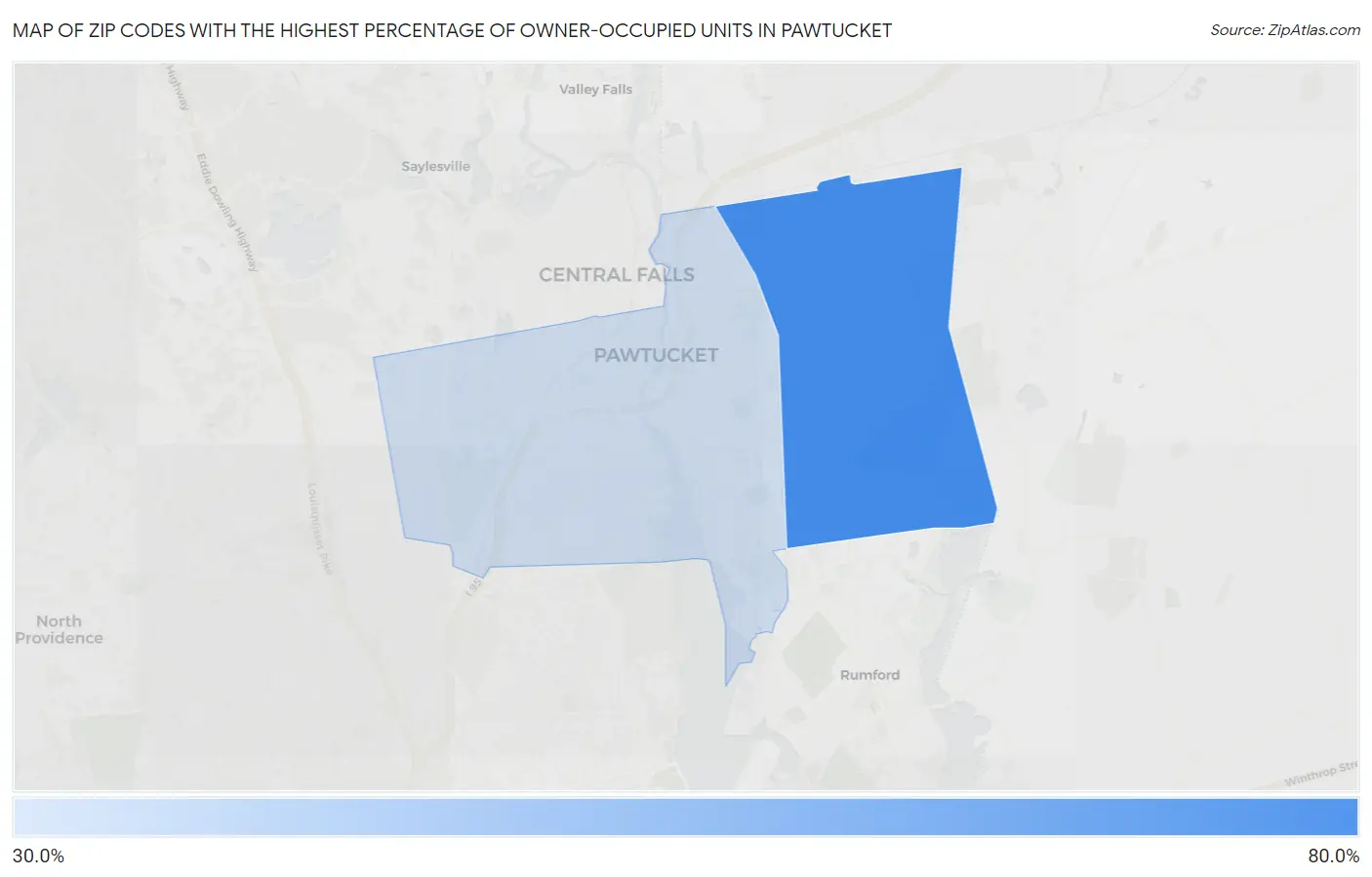 Zip Codes with the Highest Percentage of Owner-Occupied Units in Pawtucket Map