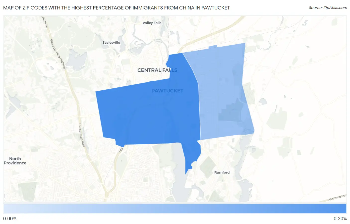 Zip Codes with the Highest Percentage of Immigrants from China in Pawtucket Map