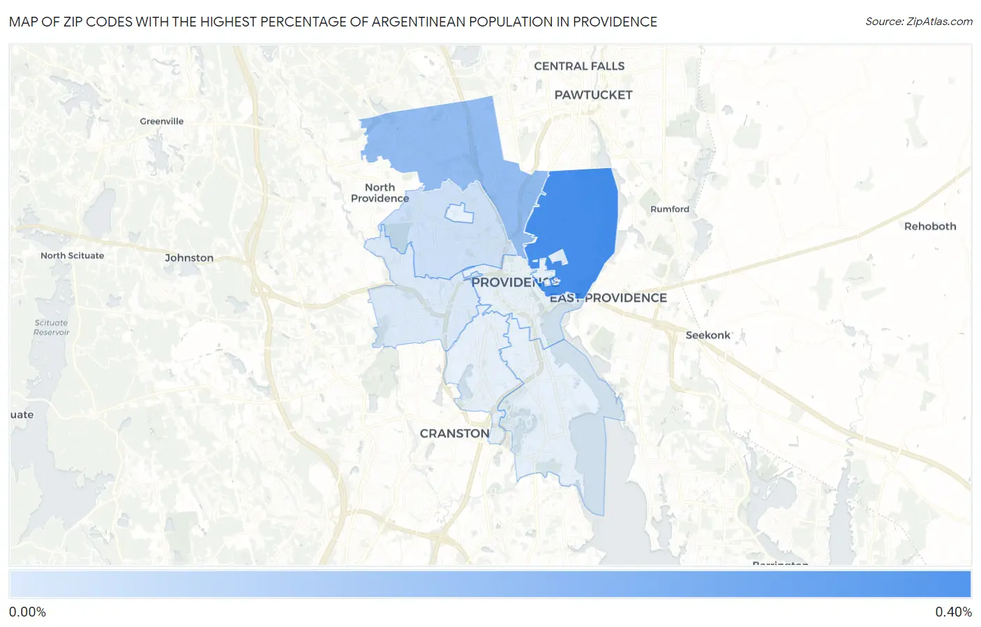 Zip Codes with the Highest Percentage of Argentinean Population in Providence Map