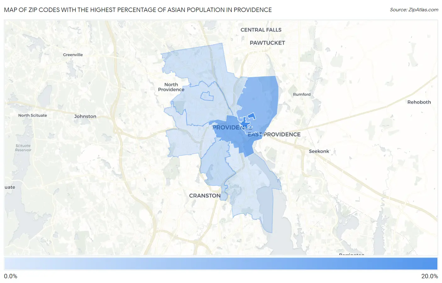 Zip Codes with the Highest Percentage of Asian Population in Providence Map