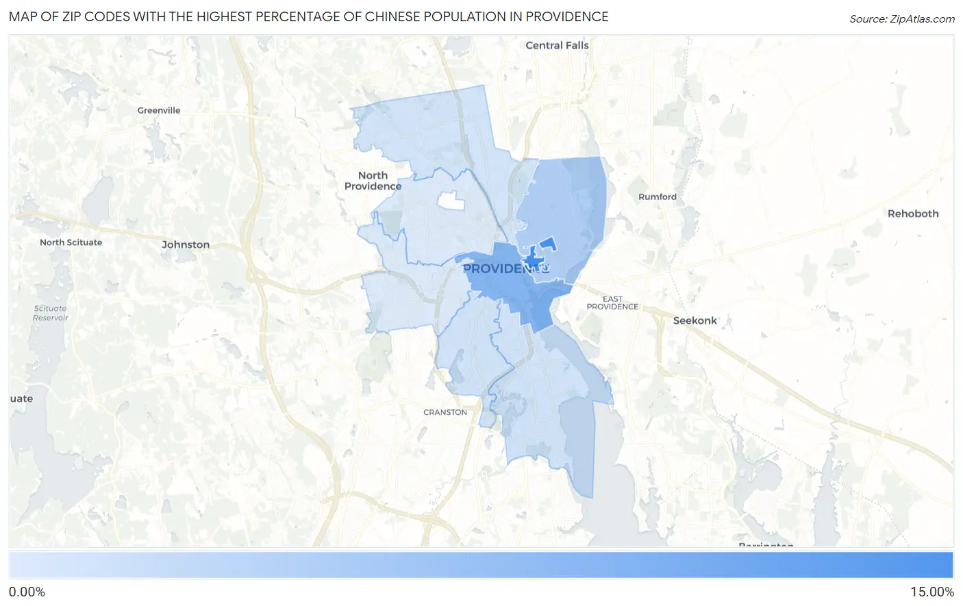 Zip Codes with the Highest Percentage of Chinese Population in Providence Map