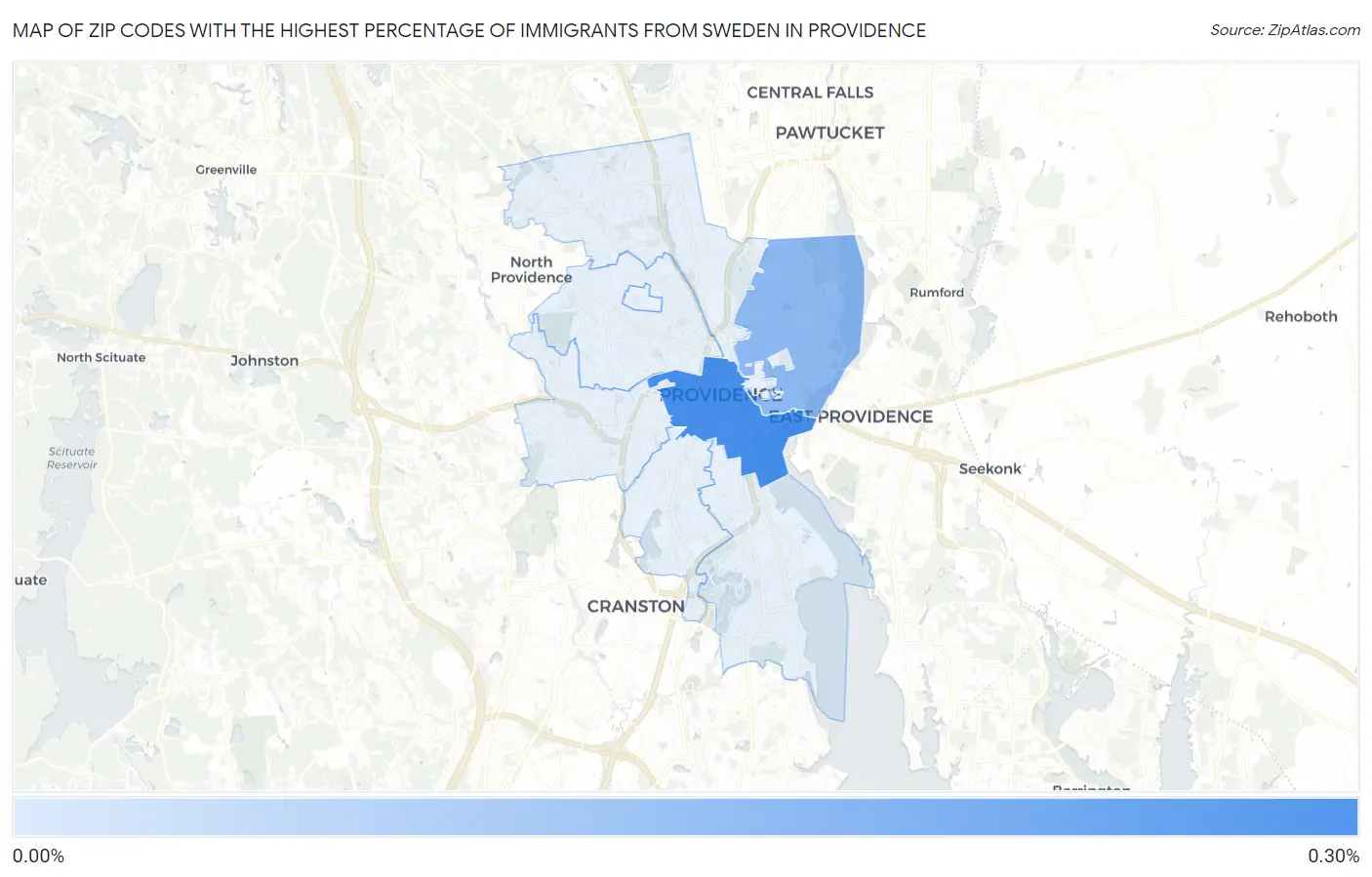 Zip Codes with the Highest Percentage of Immigrants from Sweden in Providence Map