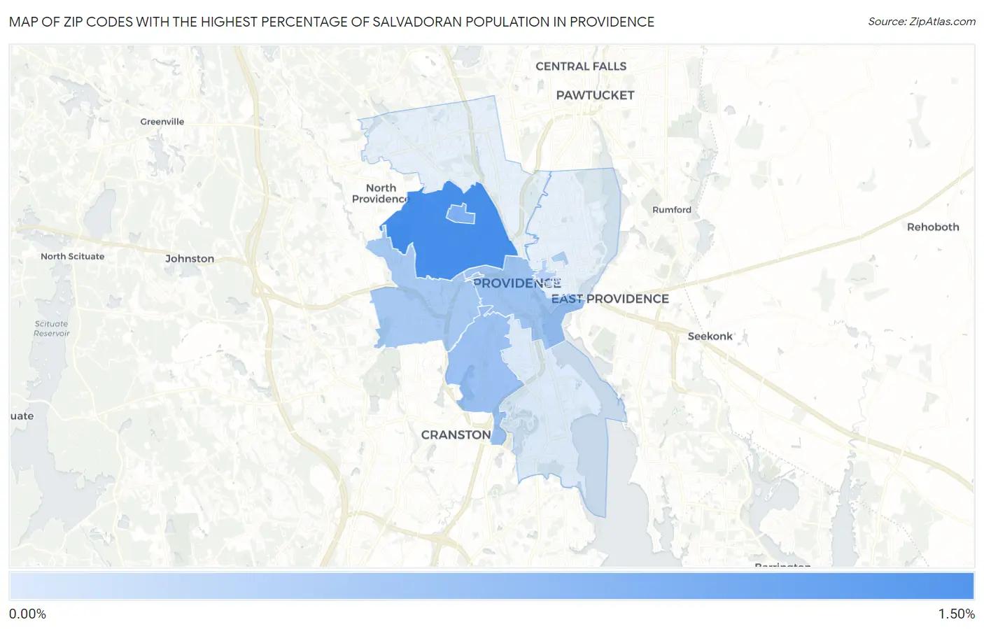 Zip Codes with the Highest Percentage of Salvadoran Population in Providence Map