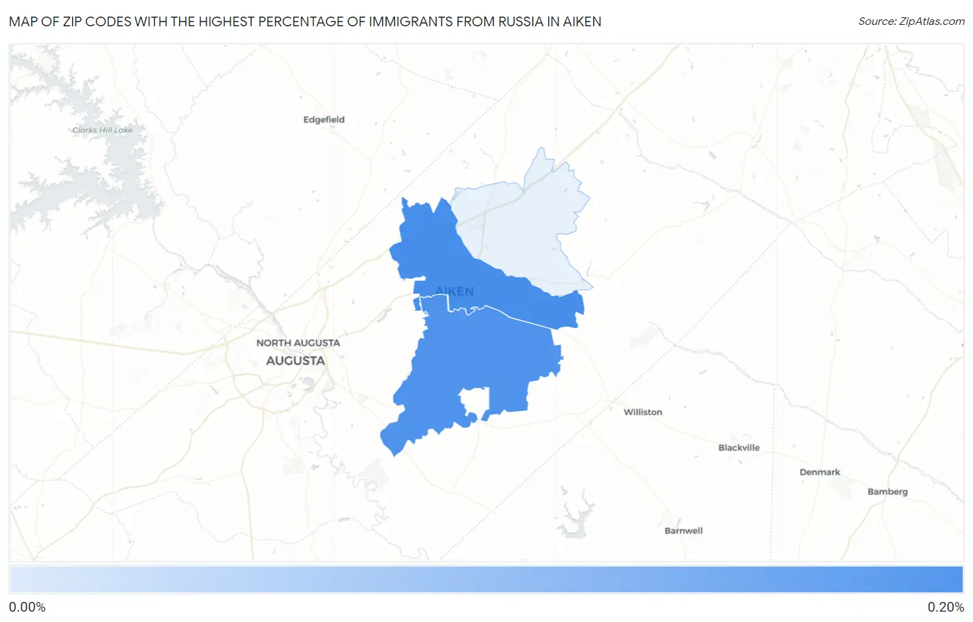 Zip Codes with the Highest Percentage of Immigrants from Russia in Aiken Map