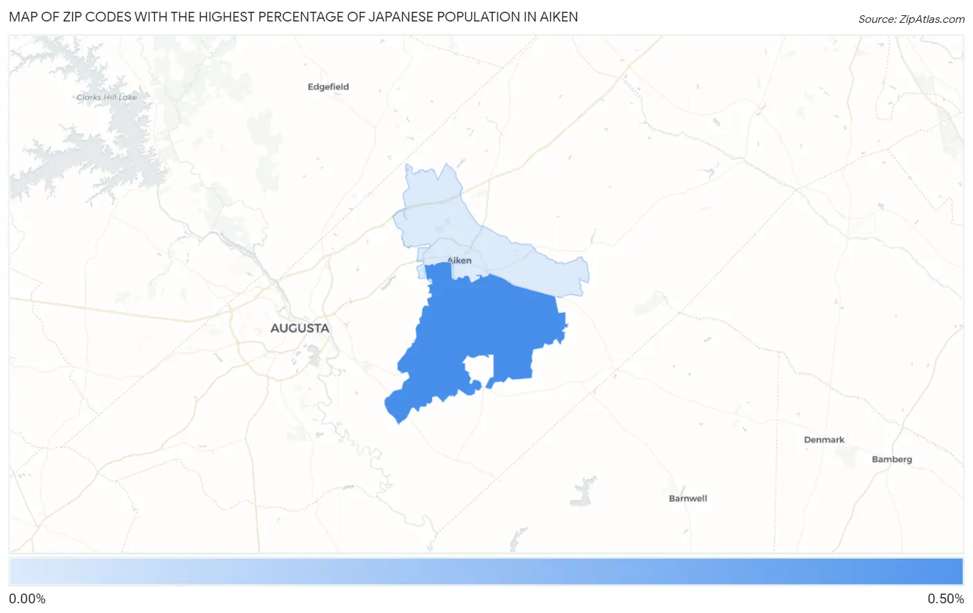 Zip Codes with the Highest Percentage of Japanese Population in Aiken Map