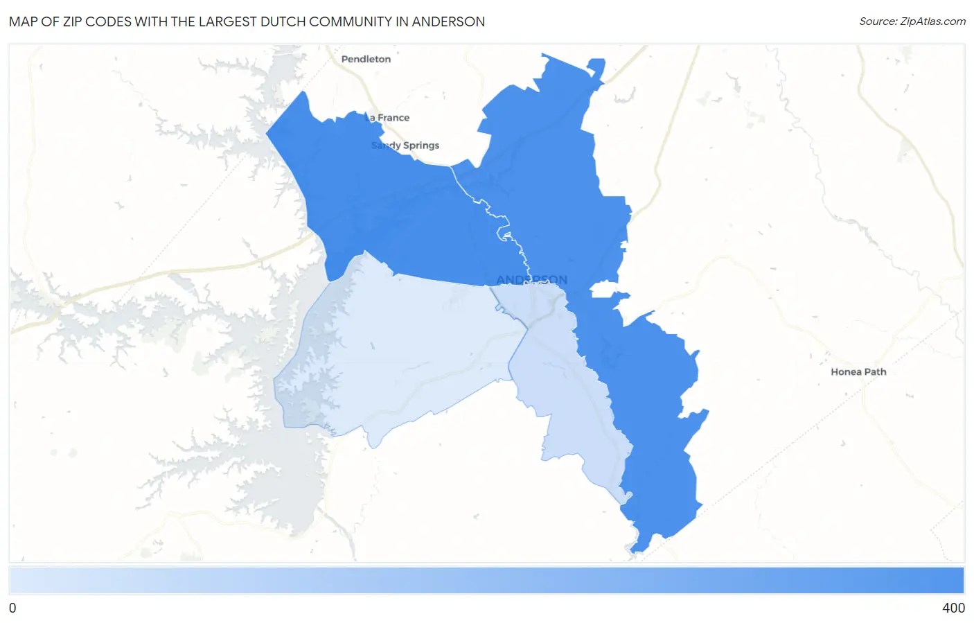 Zip Codes with the Largest Dutch Community in Anderson Map