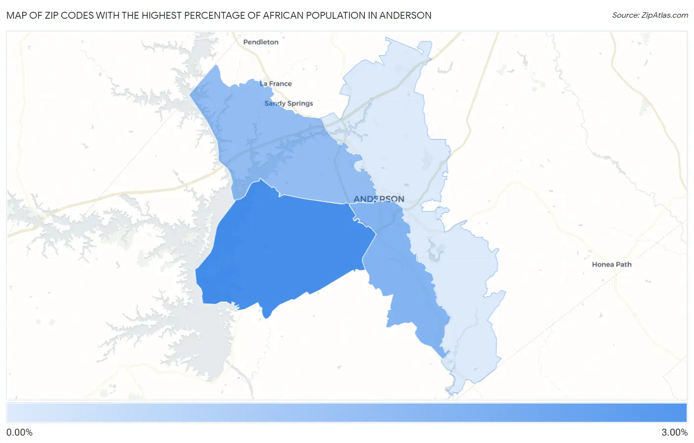 Zip Codes with the Highest Percentage of African Population in Anderson Map