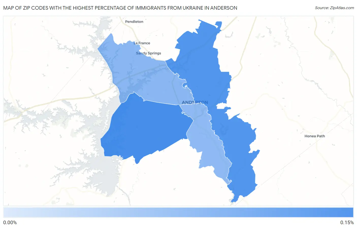 Zip Codes with the Highest Percentage of Immigrants from Ukraine in Anderson Map