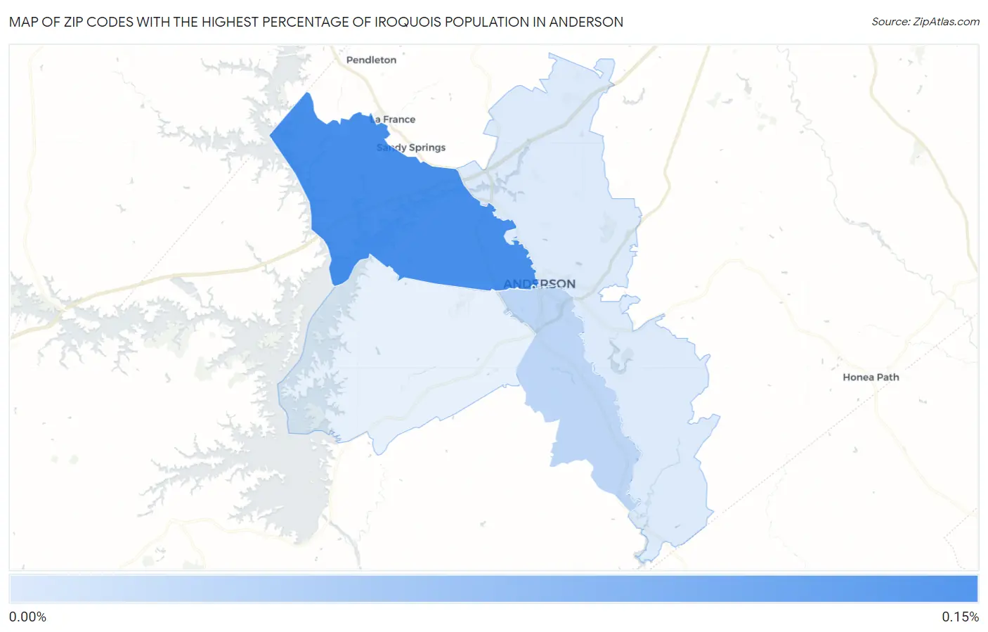 Zip Codes with the Highest Percentage of Iroquois Population in Anderson Map
