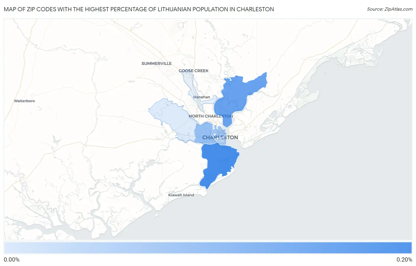 Zip Codes with the Highest Percentage of Lithuanian Population in Charleston Map