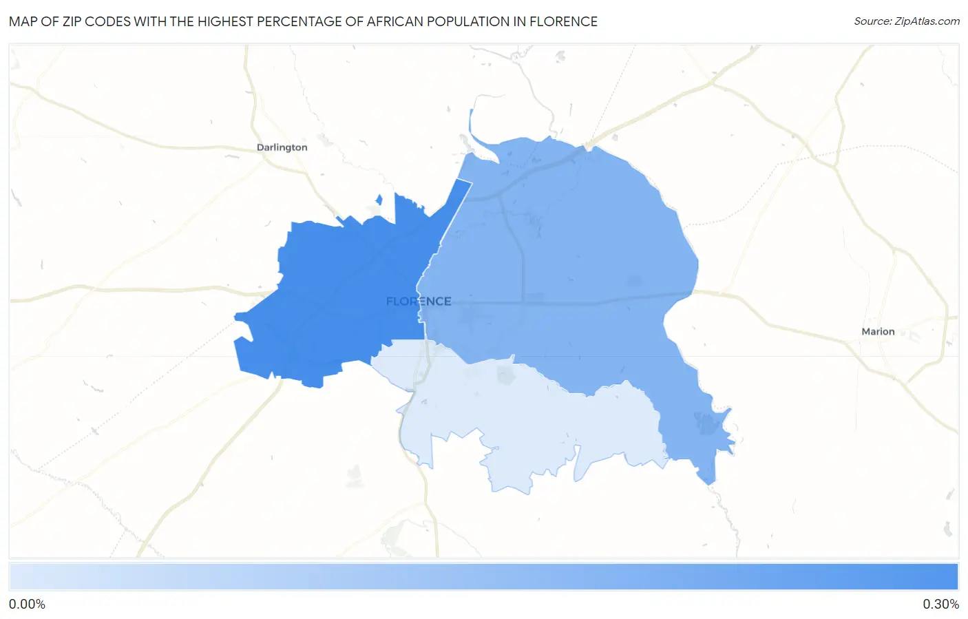 Zip Codes with the Highest Percentage of African Population in Florence Map