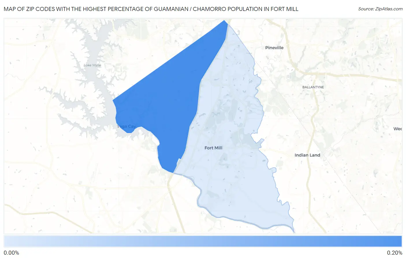 Zip Codes with the Highest Percentage of Guamanian / Chamorro Population in Fort Mill Map