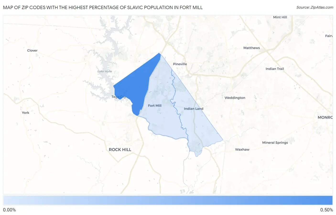 Zip Codes with the Highest Percentage of Slavic Population in Fort Mill Map
