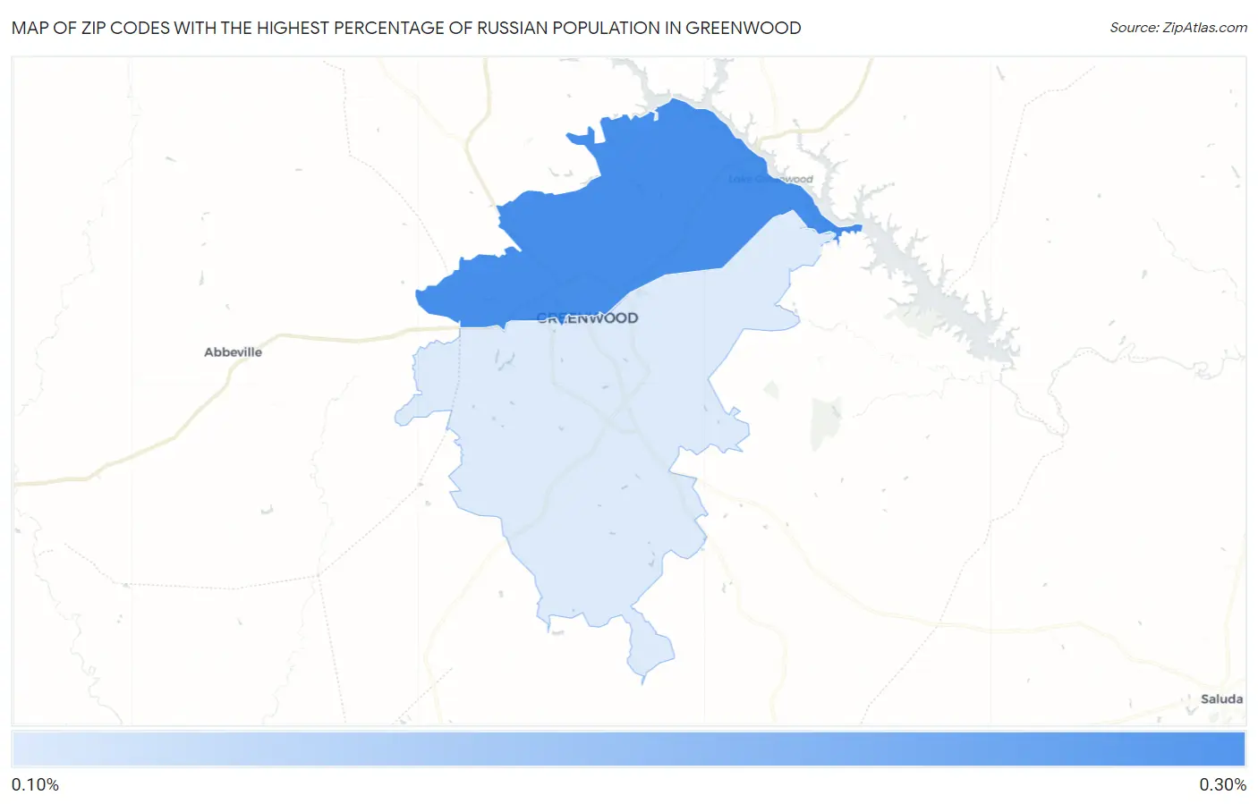 Zip Codes with the Highest Percentage of Russian Population in Greenwood Map