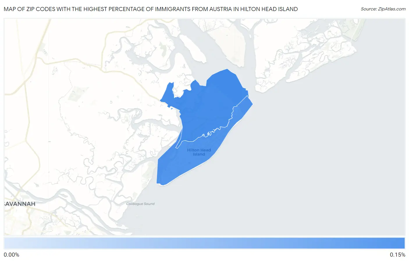 Zip Codes with the Highest Percentage of Immigrants from Austria in Hilton Head Island Map