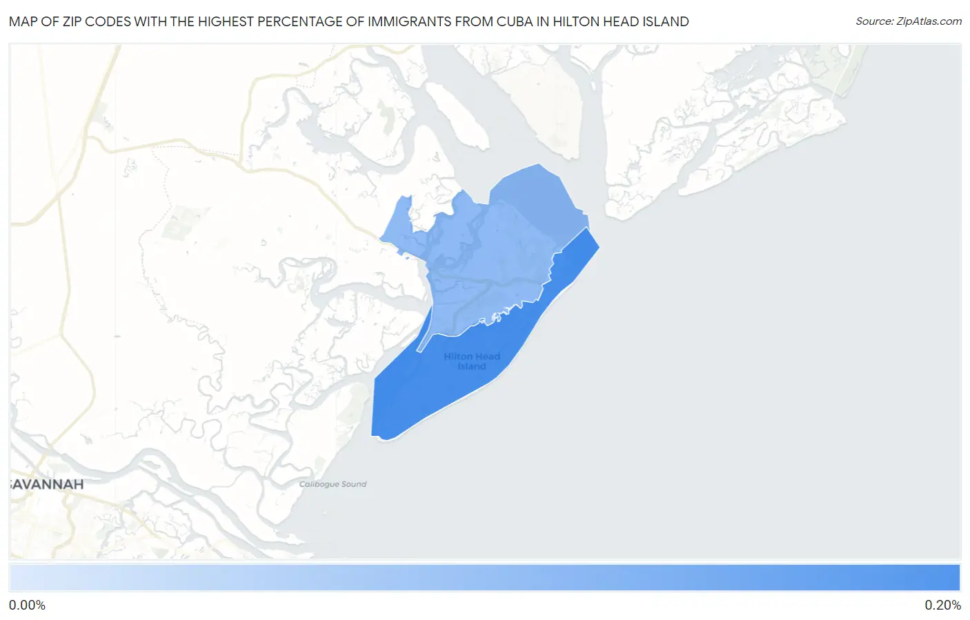 Zip Codes with the Highest Percentage of Immigrants from Cuba in Hilton Head Island Map