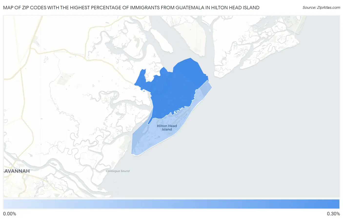 Zip Codes with the Highest Percentage of Immigrants from Guatemala in Hilton Head Island Map