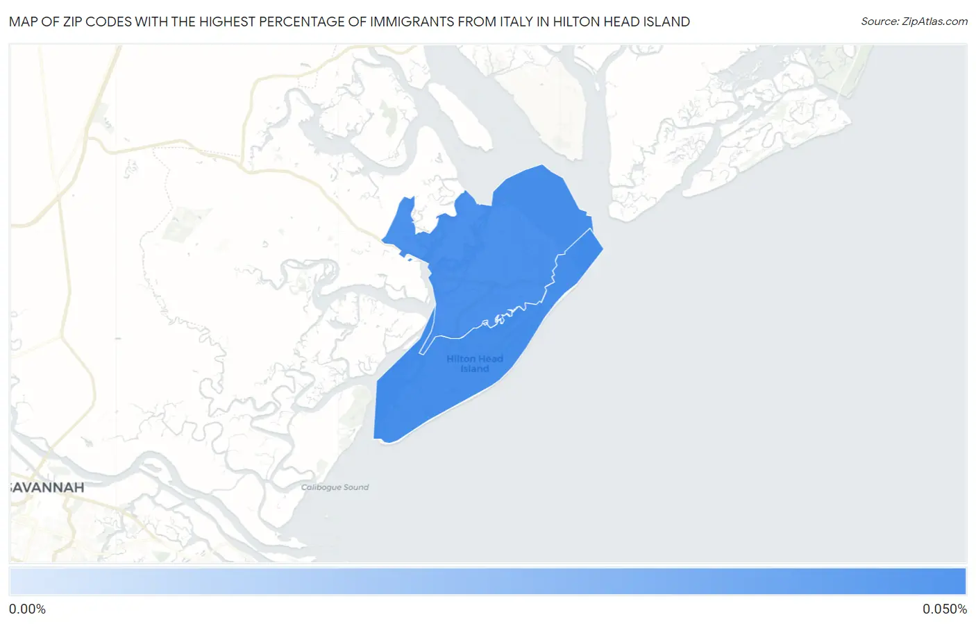 Zip Codes with the Highest Percentage of Immigrants from Italy in Hilton Head Island Map