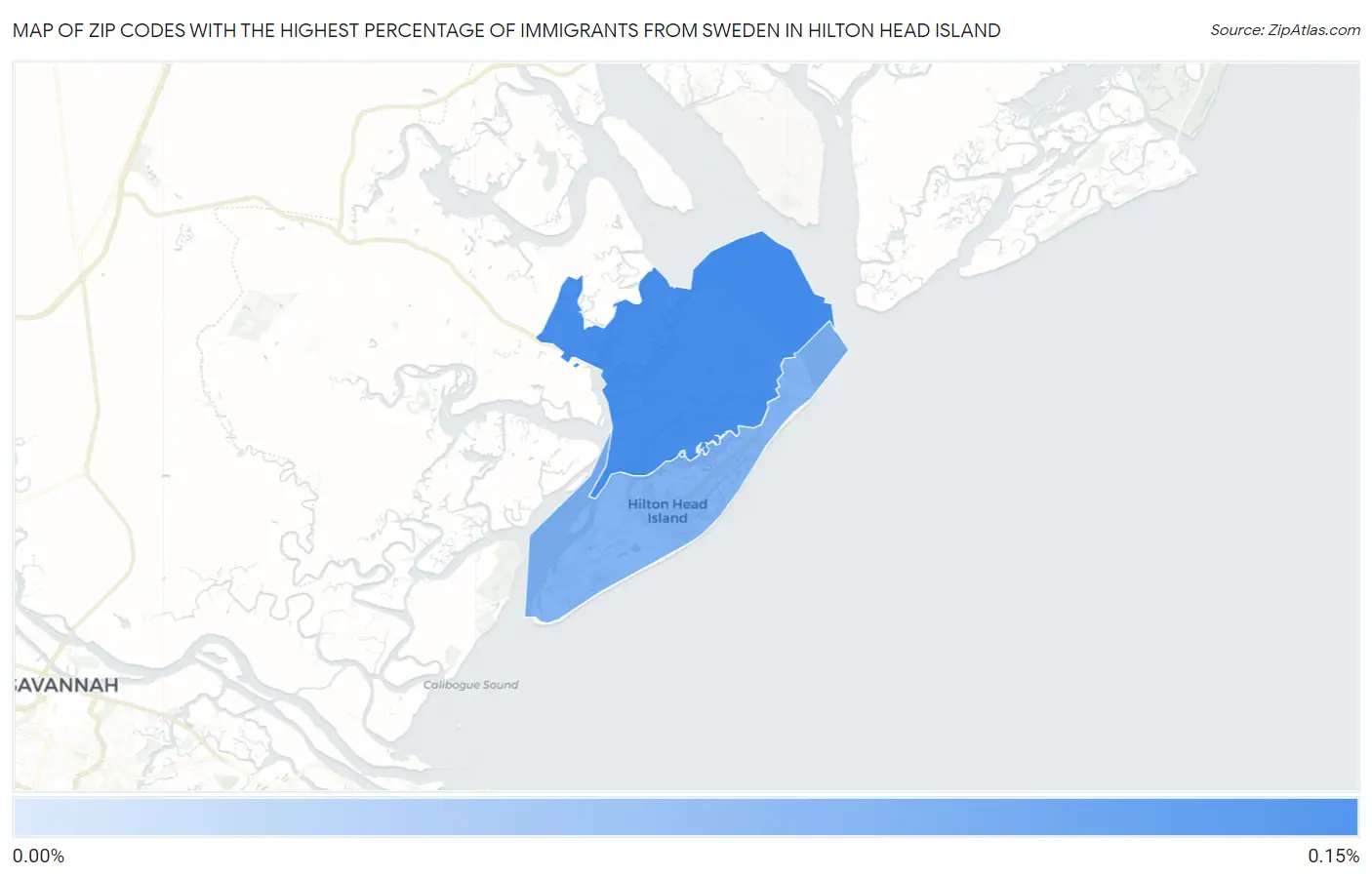 Zip Codes with the Highest Percentage of Immigrants from Sweden in Hilton Head Island Map