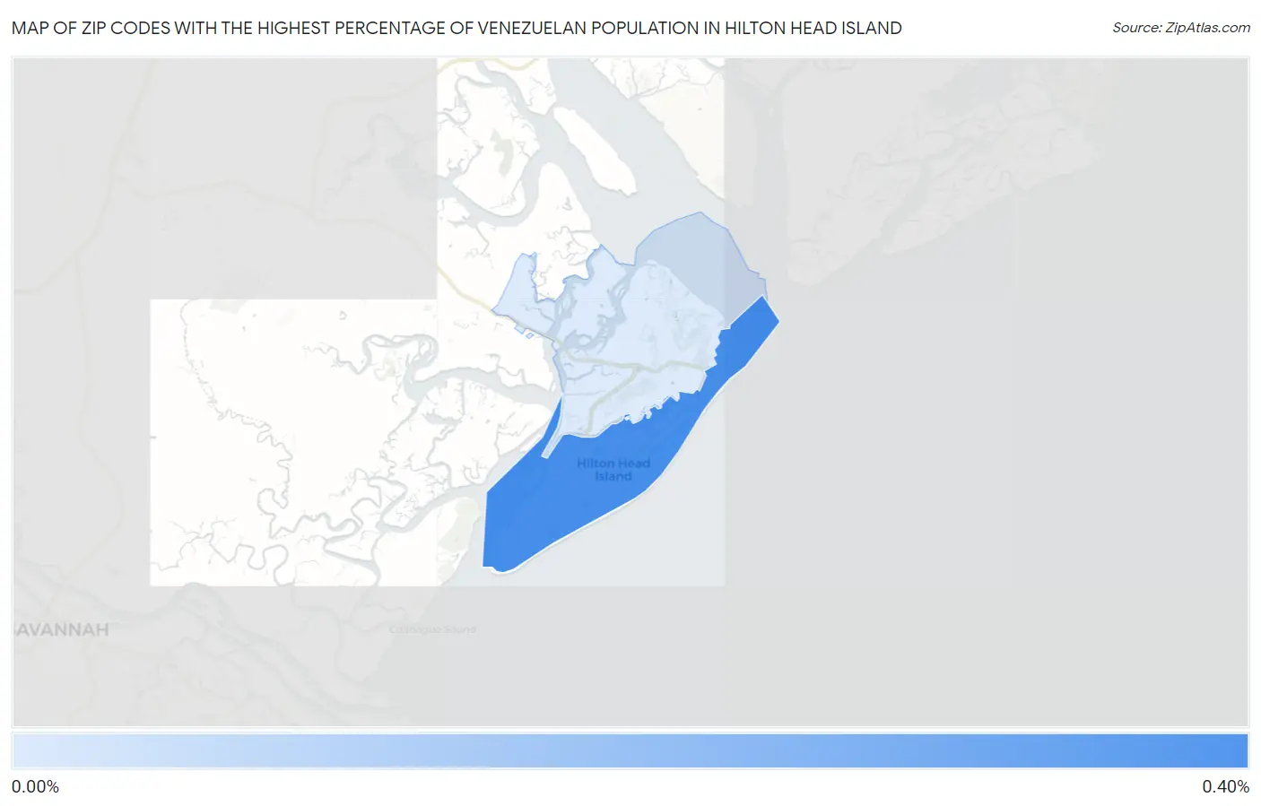 Zip Codes with the Highest Percentage of Venezuelan Population in Hilton Head Island Map