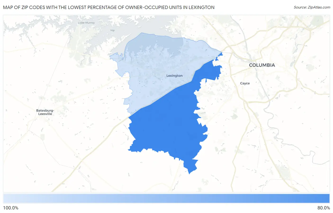 Zip Codes with the Lowest Percentage of Owner-Occupied Units in Lexington Map