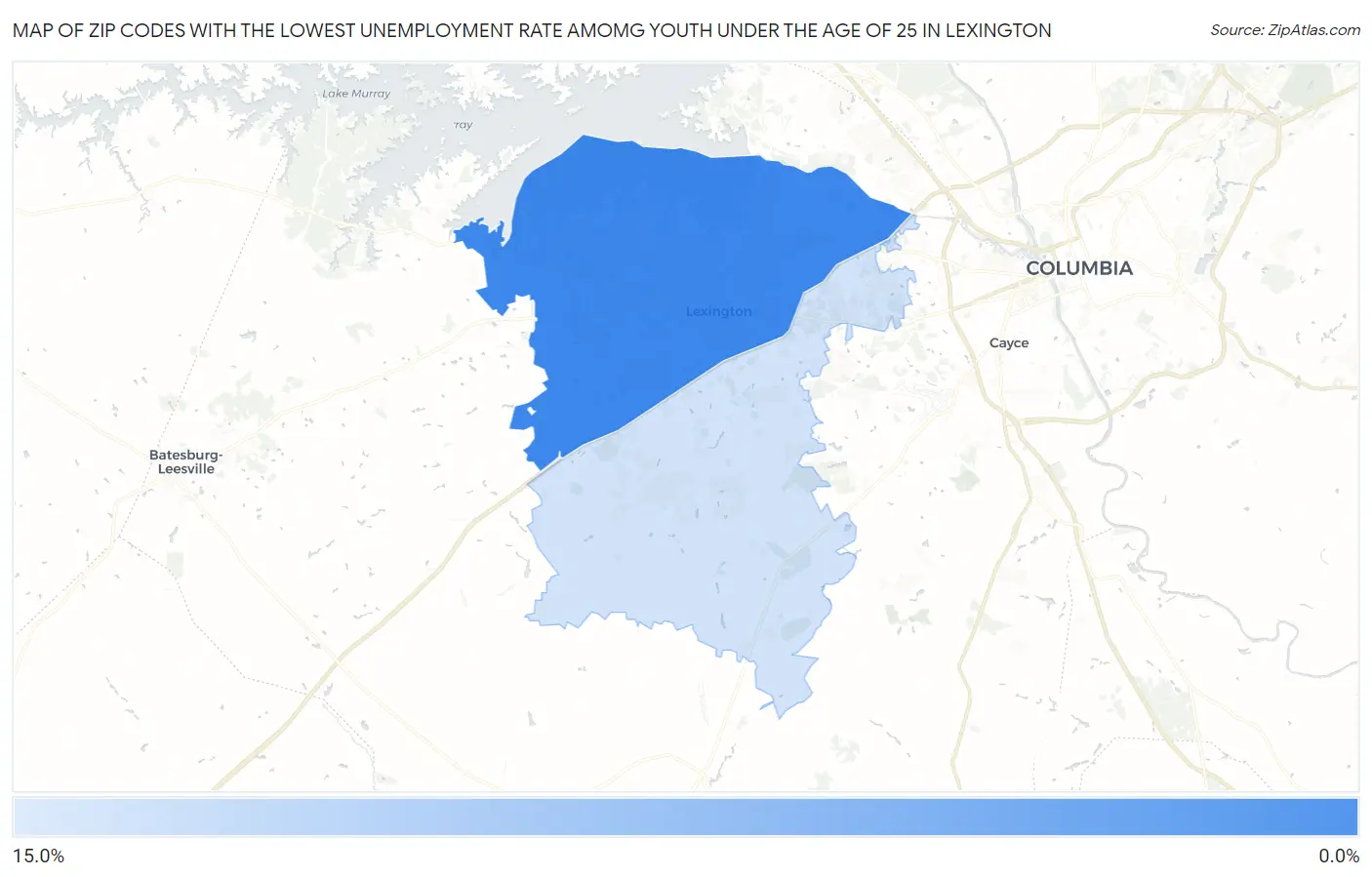 Zip Codes with the Lowest Unemployment Rate Amomg Youth Under the Age of 25 in Lexington Map