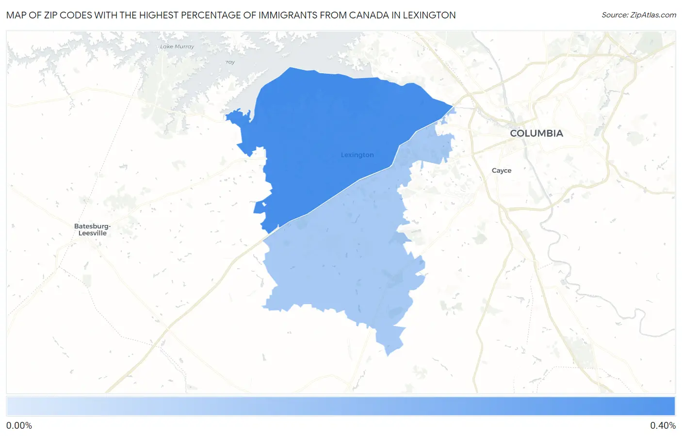 Zip Codes with the Highest Percentage of Immigrants from Canada in Lexington Map