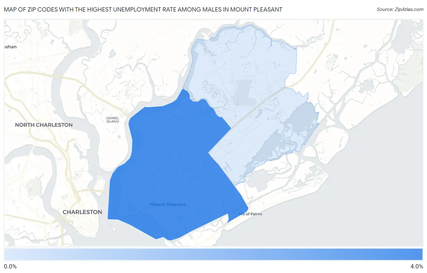Zip Codes with the Highest Unemployment Rate Among Males in Mount Pleasant Map