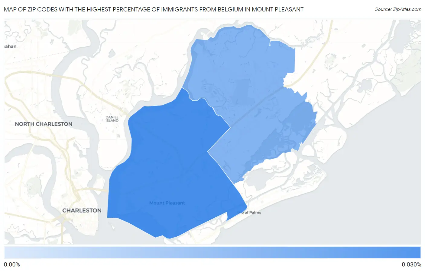Zip Codes with the Highest Percentage of Immigrants from Belgium in Mount Pleasant Map