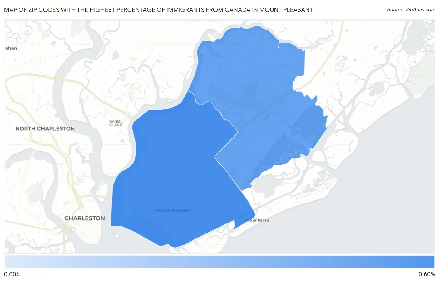 Zip Codes with the Highest Percentage of Immigrants from Canada in Mount Pleasant Map