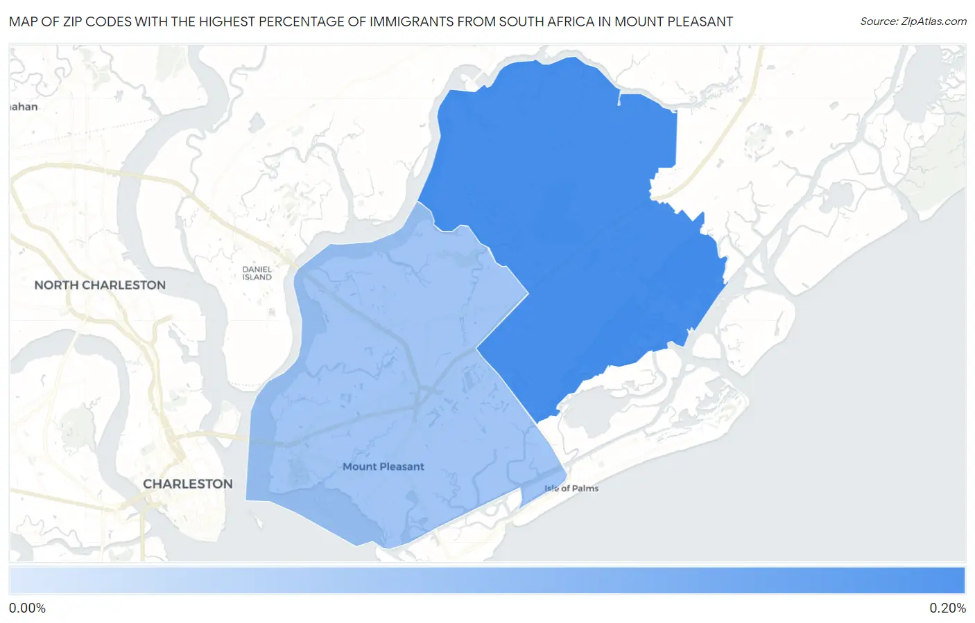 Zip Codes with the Highest Percentage of Immigrants from South Africa in Mount Pleasant Map