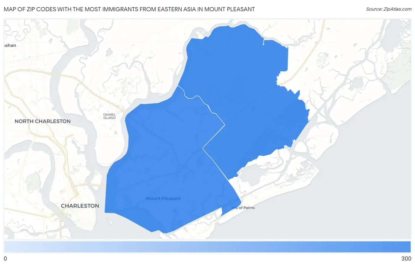 Zip Codes with the Most Immigrants from Eastern Asia in Mount Pleasant Map