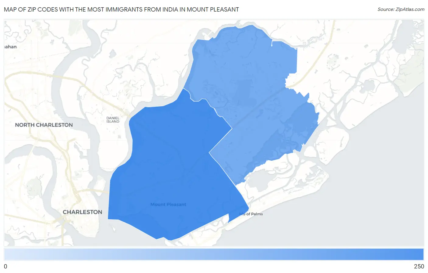 Zip Codes with the Most Immigrants from India in Mount Pleasant Map