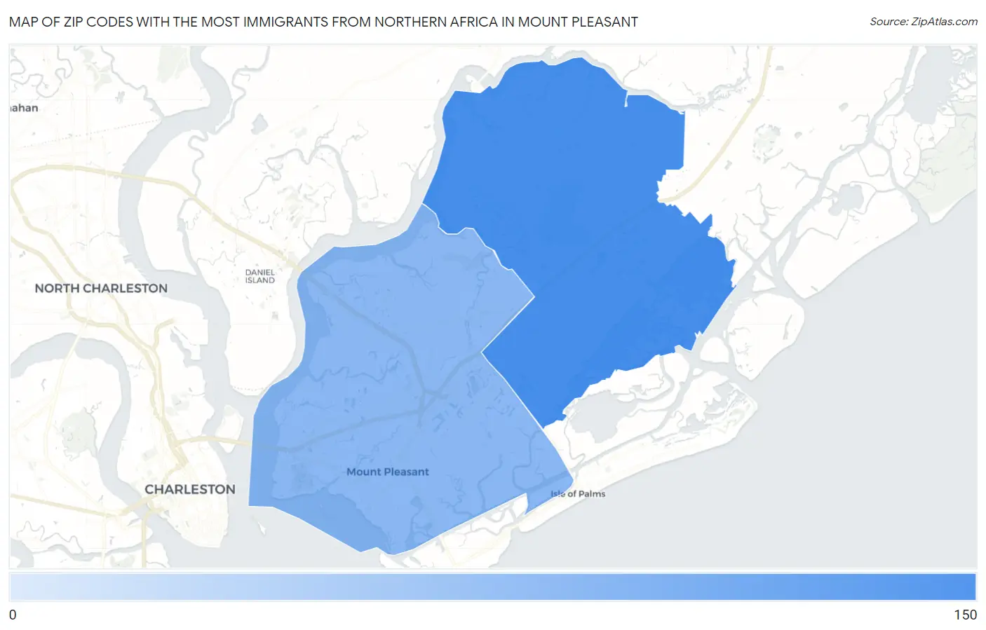 Zip Codes with the Most Immigrants from Northern Africa in Mount Pleasant Map