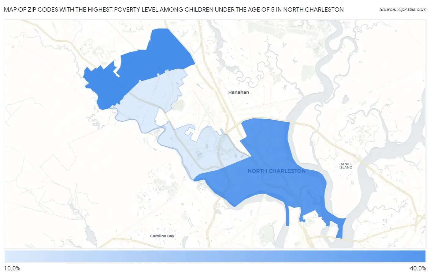 Zip Codes with the Highest Poverty Level Among Children Under the Age of 5 in North Charleston Map