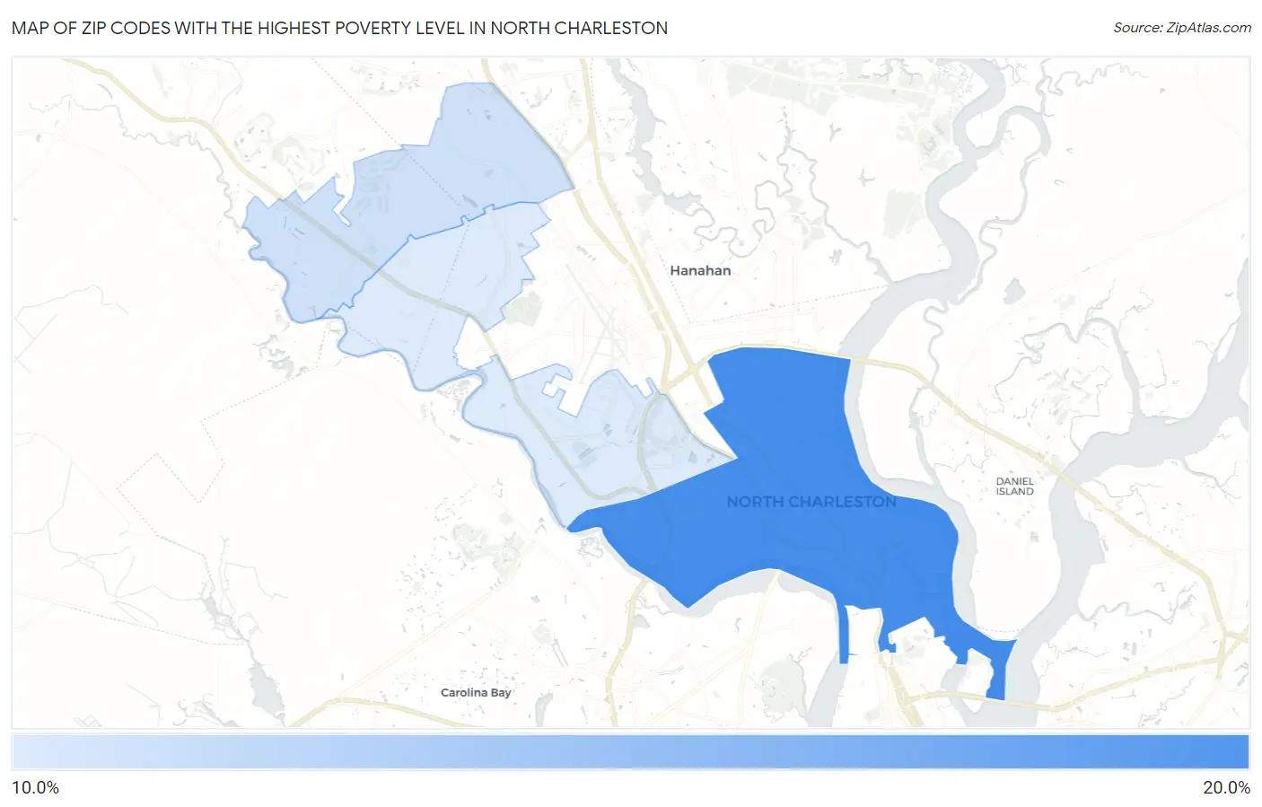 Zip Codes with the Highest Poverty Level in North Charleston Map