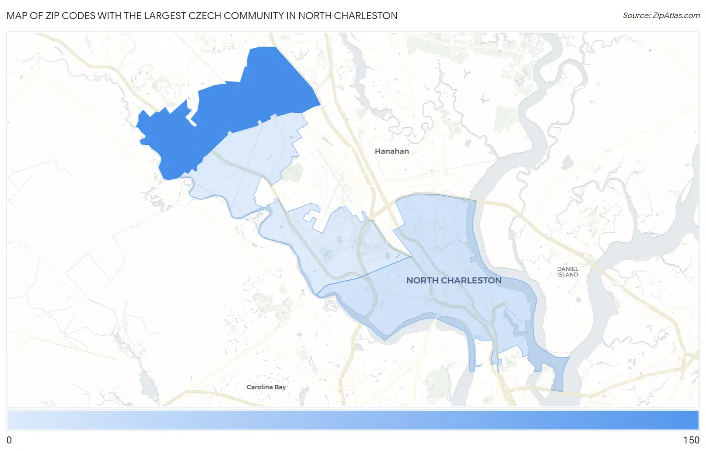 Zip Codes with the Largest Czech Community in North Charleston Map