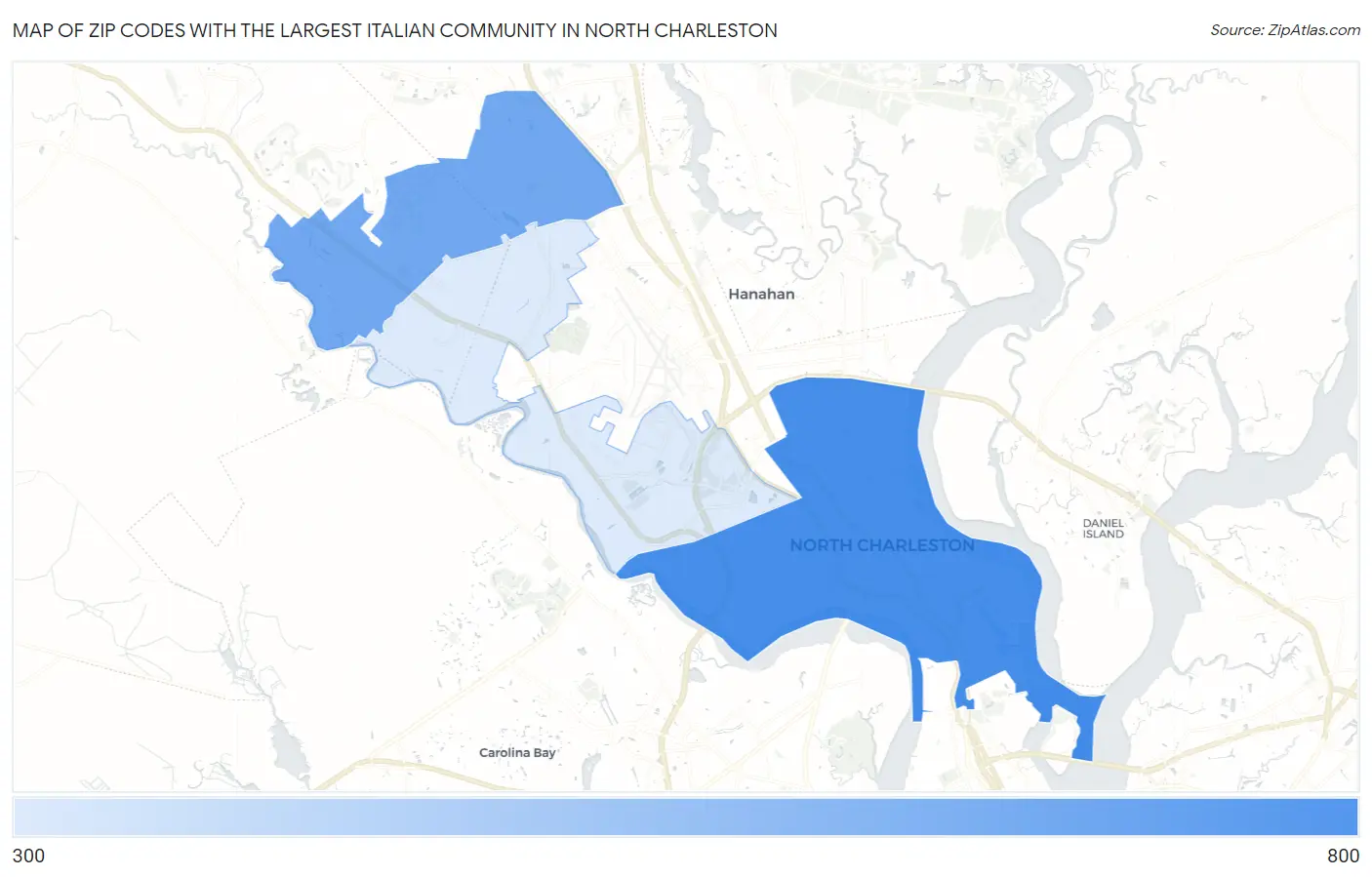 Zip Codes with the Largest Italian Community in North Charleston Map