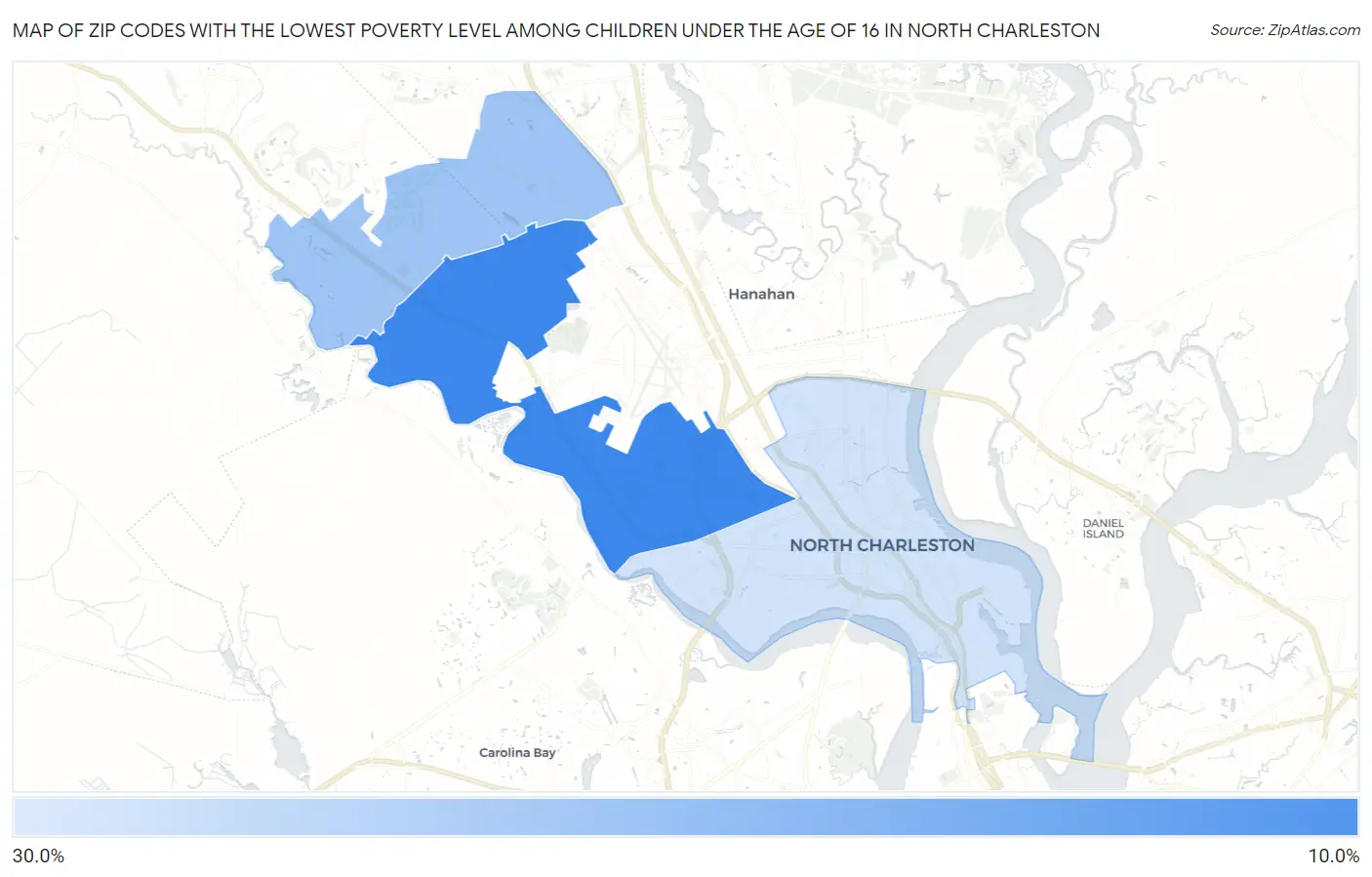 Zip Codes with the Lowest Poverty Level Among Children Under the Age of 16 in North Charleston Map