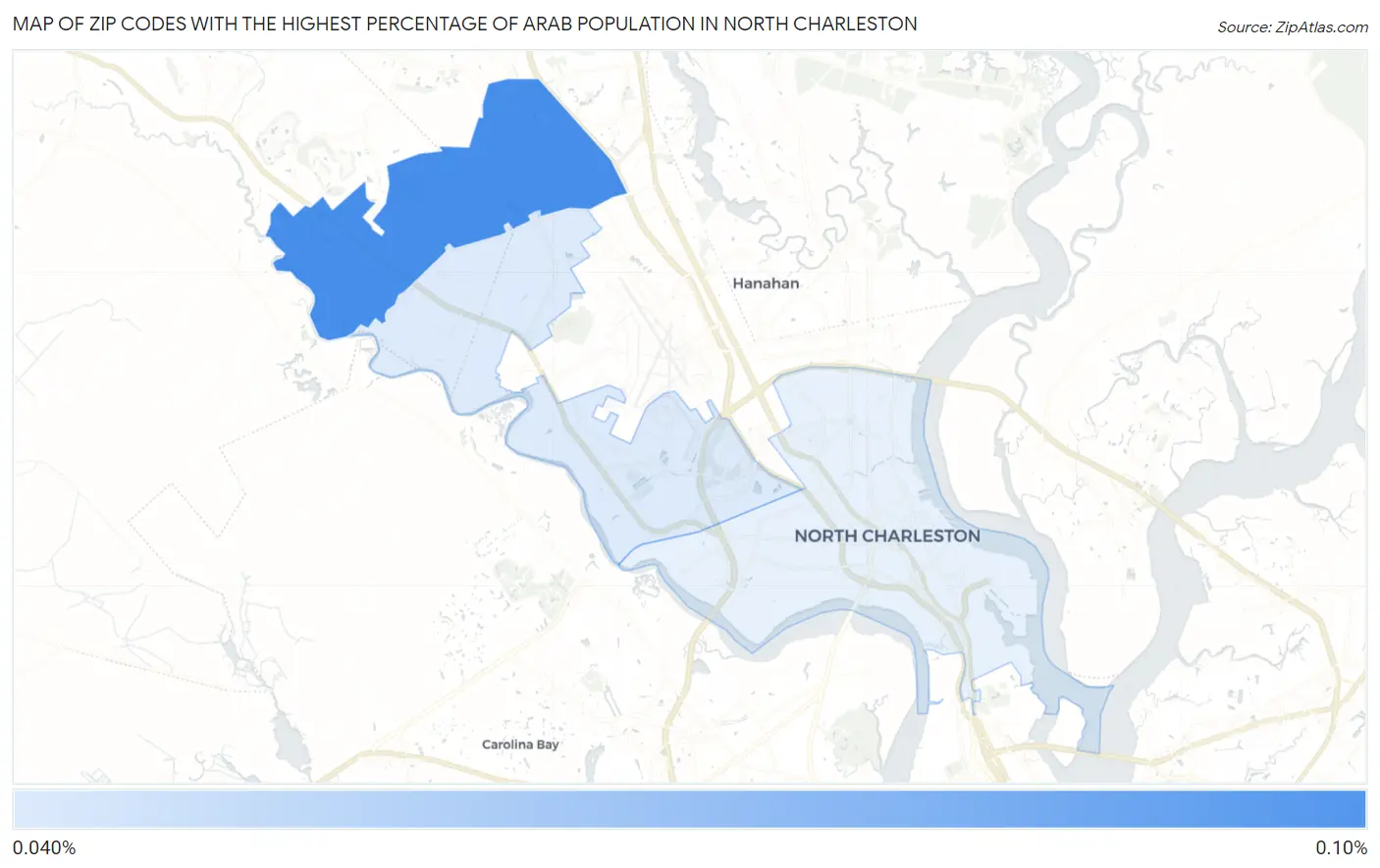 Zip Codes with the Highest Percentage of Arab Population in North Charleston Map