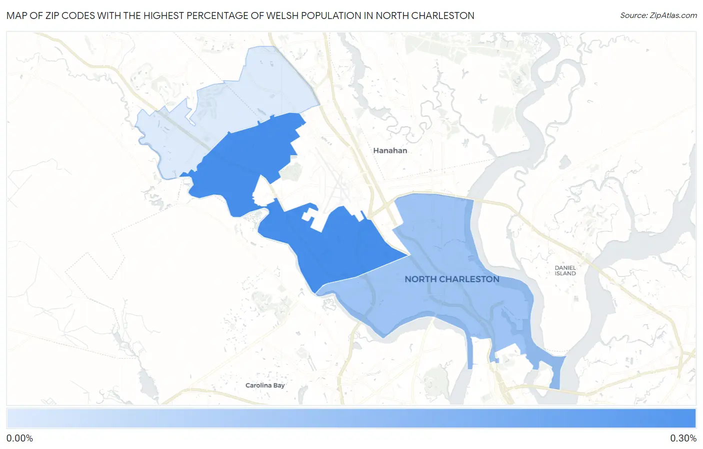 Zip Codes with the Highest Percentage of Welsh Population in North Charleston Map