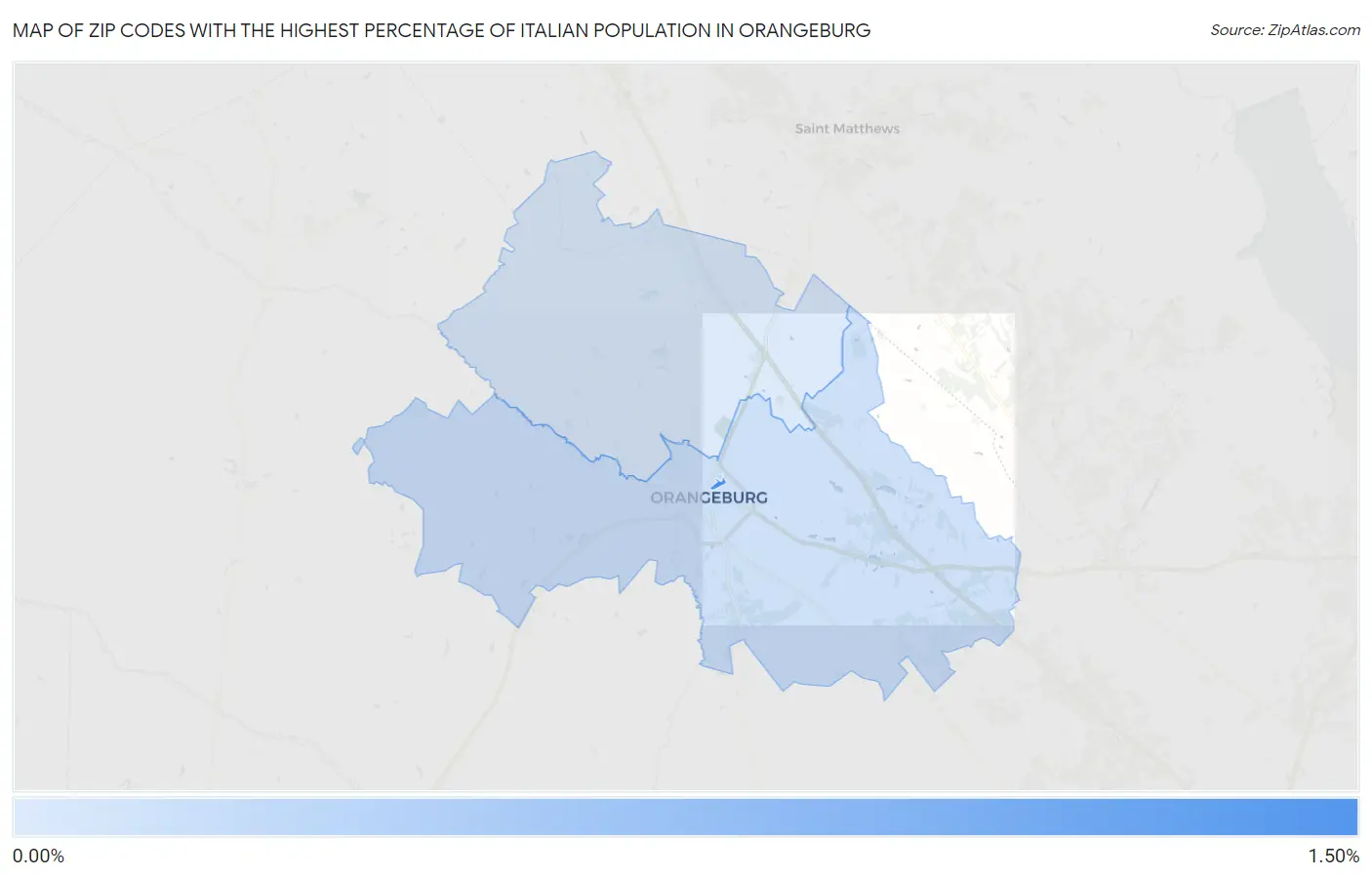 Zip Codes with the Highest Percentage of Italian Population in Orangeburg Map