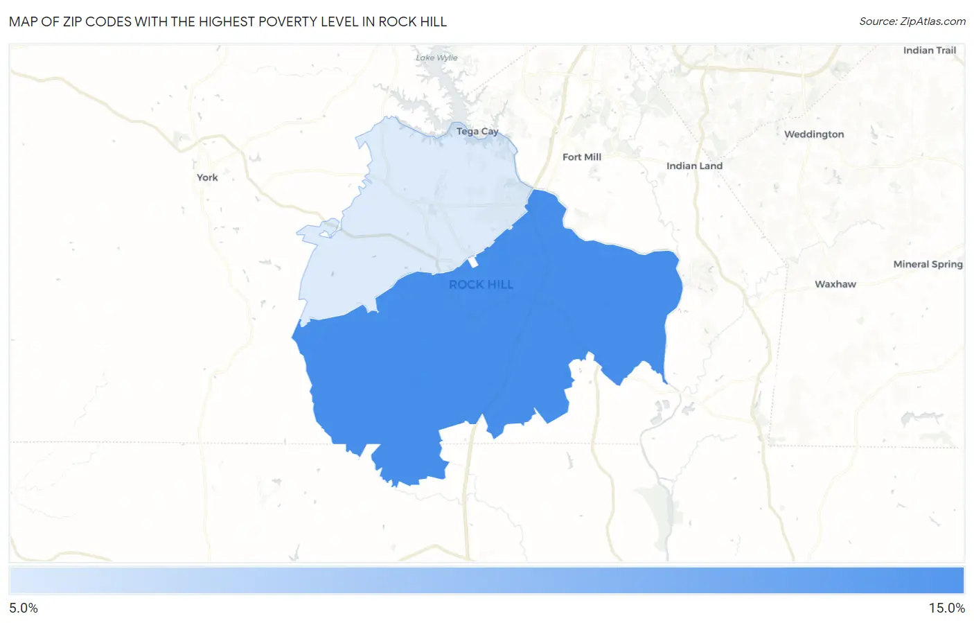 Zip Codes with the Highest Poverty Level in Rock Hill Map