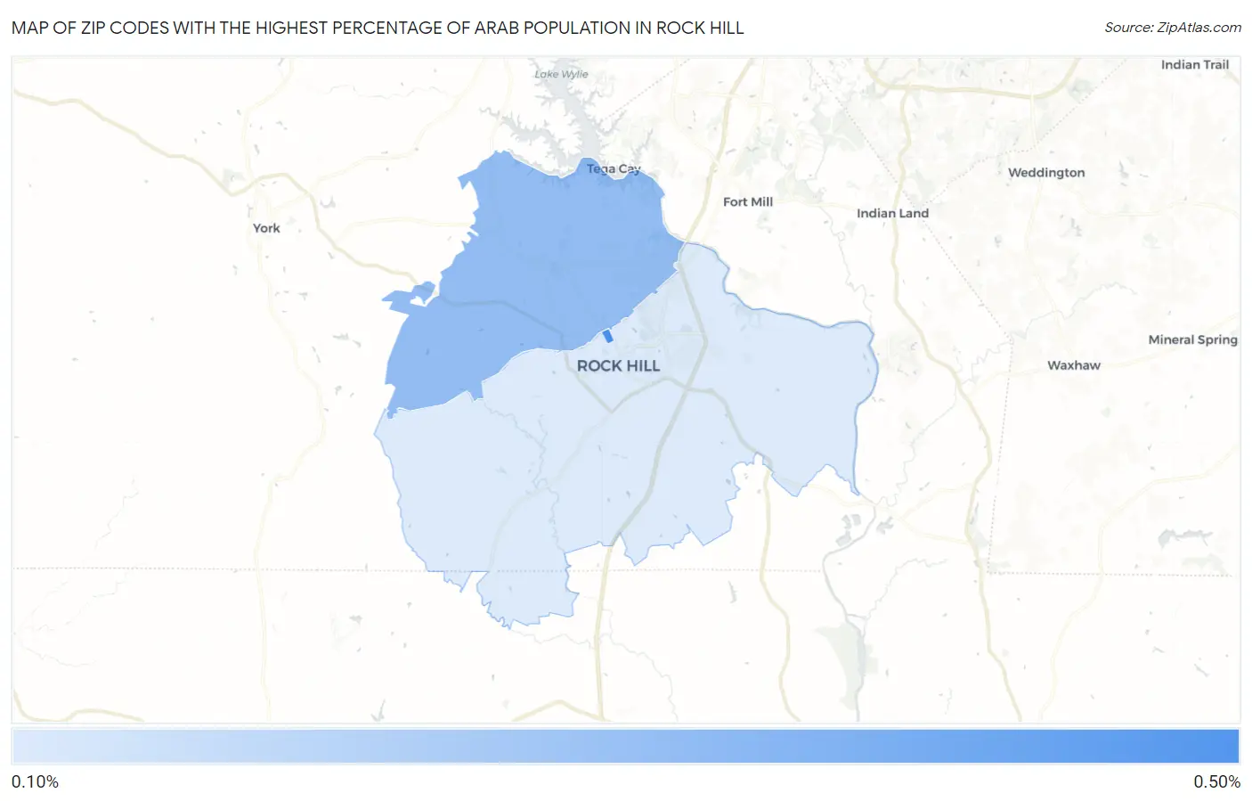 Zip Codes with the Highest Percentage of Arab Population in Rock Hill Map
