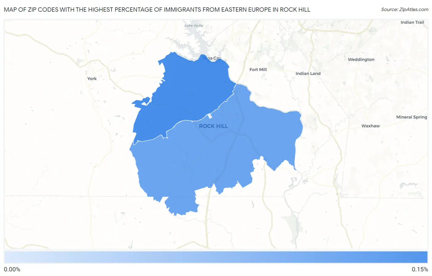 Zip Codes with the Highest Percentage of Immigrants from Eastern Europe in Rock Hill Map