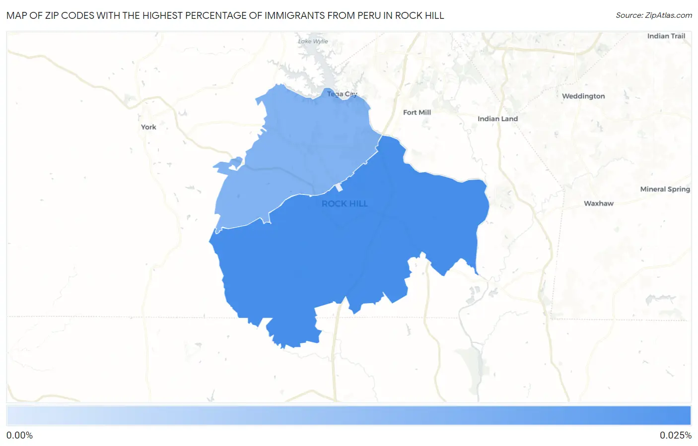 Zip Codes with the Highest Percentage of Immigrants from Peru in Rock Hill Map
